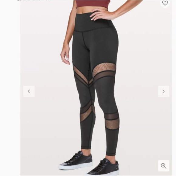 Lululemon Seek the Heat Black Cut-Out See-Through Women's Leggings, Size 8 - Picture 1 of 13